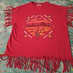 Vintage Fringe Southwestern style crop top.  Made in USA.  Size L